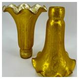 Set of 6 Vintage Mercury Glass Epergne Horns in Yellow and Orange Set of 6 Vintage Mercury Glass Epergne Horns in Yellow and Orange