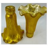 Set of 6 Vintage Mercury Glass Epergne Horns in Yellow and Orange Set of 6 Vintage Mercury Glass Epergne Horns in Yellow and Orange