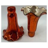 Set of 6 Vintage Mercury Glass Epergne Horns in Yellow and Orange Set of 6 Vintage Mercury Glass Epergne Horns in Yellow and Orange