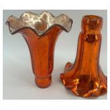 Set of 6 Vintage Mercury Glass Epergne Horns in Yellow and Orange Set of 6 Vintage Mercury Glass Epergne Horns in Yellow and Orange