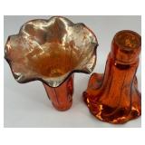 Set of 6 Vintage Mercury Glass Epergne Horns in Yellow and Orange Set of 6 Vintage Mercury Glass Epergne Horns in Yellow and Orange