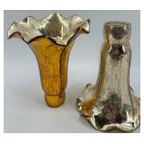Set of 6 Vintage Mercury Glass Epergne Horns in Yellow and Orange Set of 6 Vintage Mercury Glass Epergne Horns in Yellow and Orange