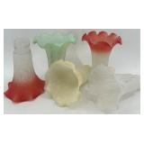 Set of 5 Vintage Mercury Glass Lamp Shades with Ruffled Edges Set of 5 Vintage Mercury Glass Lamp Shades with Ruffled Edges