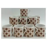 Vintage China Coffee Cup and Saucer Set with Geometric Pattern - 12 Cups and 12 Saucers Vintage China Coffee Cup and Saucer Set with Geometric Pattern - 12 Cups and 12 Saucers