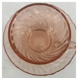 Arcoroc Hocking Pink Depression Glass Tea Set with Creamer, Sugar, 4 Cups and Saucers - Italy Arcoroc Hocking Pink Depression Glass Tea Set with Creamer, Sugar, 4 Cups and Saucers - Italy