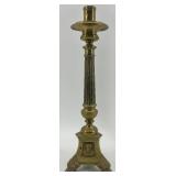 Pair of Vintage Brass Column Candlestick Holders with Ornate Bases Pair of Vintage Brass Column Candlestick Holders with Ornate Bases