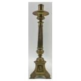Pair of Vintage Brass Column Candlestick Holders with Ornate Bases Pair of Vintage Brass Column Candlestick Holders with Ornate Bases