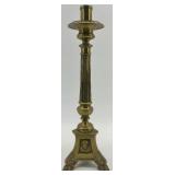 Pair of Vintage Brass Column Candlestick Holders with Ornate Bases Pair of Vintage Brass Column Candlestick Holders with Ornate Bases