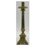 Pair of Vintage Brass Column Candlestick Holders with Ornate Bases Pair of Vintage Brass Column Candlestick Holders with Ornate Bases