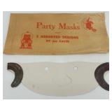 Set of 3 Vintage Antique Party Masks with Original Envelope Set of 3 Vintage Antique Party Masks with Original Envelope