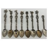 Set of 8 Vintage Ornate Silver Spoons with Figural Handles Set of 8 Vintage Ornate Silver Spoons with Figural Handles