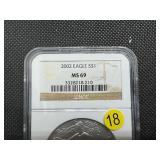 2002 1 Oz. Silver American Eagle NGC MS69 - NGC Price Guide is $65 2002 1 Oz. Silver American Eagle NGC MS69 - NGC Price Guide is $65