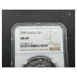 2009 1 Oz. Silver American Eagle NGC MS69 2009 1 Oz. Silver American Eagle NGC MS69