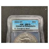 2021 1 Oz. Silver American Eagle ICG MS70 Emergency Issue - Perfect Grade! - PCGS Price Guide is $80 2021 1 Oz. Silver American Eagle ICG MS70 Emergency Issue - Perfect Grade! - PCGS Price Guide is $80