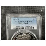 2010-W Proof  Silver American Eagle PCGS PR70DCAM  - Perfect Grade!  - PCGS Price Guide is $90 2010-W Proof  Silver American Eagle PCGS PR70DCAM  - Perfect Grade!  - PCGS Price Guide is $90