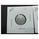 Two Seated Liberty Dimes - 1875 Marked XF and 1891 Marked G-4 - Greysheet Wholesale Value for Both is $36 Two Seated Liberty Dimes - 1875 Marked XF and 1891 Marked G-4 - Greysheet Wholesale Value for Both is $36