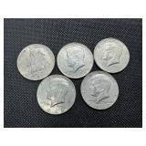 Five 40% Silver 1969 Kennedy Half Dollars Five 40% Silver 1969 Kennedy Half Dollars