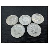 Five 40% Silver 1969 Kennedy Half Dollars Five 40% Silver 1969 Kennedy Half Dollars