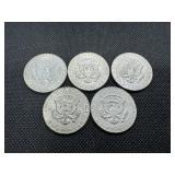 Five 40% Silver 1969 Kennedy Half Dollars Five 40% Silver 1969 Kennedy Half Dollars
