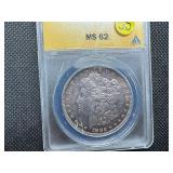 1882 Morgan Silver Dollar ANACS MS62 Attractively Purple Toned 1882 Morgan Silver Dollar ANACS MS62 Attractively Purple Toned