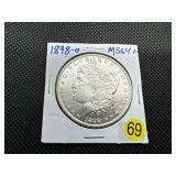 1898-O Morgan Silver Dollar Marked 64+ When Purchased - Nice Mint Luster!! 1898-O Morgan Silver Dollar Marked 64+ When Purchased - Nice Mint Luster!!