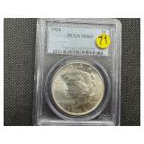 1924 Peace Silver Dollar PCGS MS63 - PCGS Price Guide is $80 1924 Peace Silver Dollar PCGS MS63 - PCGS Price Guide is $80