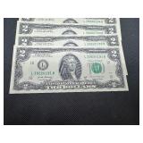 Five Sequential Two Dollar Bills Five Sequential Two Dollar Bills
