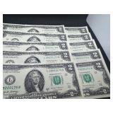 Ten Sequential Two Dollar Bills Ten Sequential Two Dollar Bills