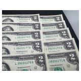Ten Sequential Two Dollar Bills Ten Sequential Two Dollar Bills