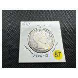 1906-D Silver Barber Half Dollar 1906-D Silver Barber Half Dollar