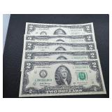 Five Sequential Two Dollar Bills Five Sequential Two Dollar Bills