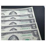 Five Sequential Two Dollar Bills Five Sequential Two Dollar Bills