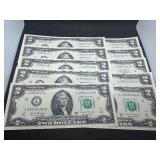 Ten Sequential Two Dollar Bills Ten Sequential Two Dollar Bills