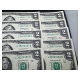 Ten Sequential Two Dollar Bills Ten Sequential Two Dollar Bills