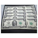 Ten Sequential Two Dollar Bills Ten Sequential Two Dollar Bills