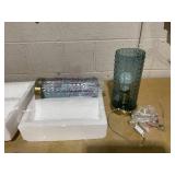 LOT OF 2 BLUE GLASS UPLIGHT Lamp LOT OF 2 BLUE GLASS UPLIGHT Lamp