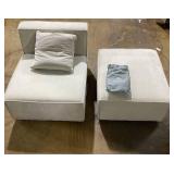 Armless Chair + Ottoman and Pillow from Acanva Luxury Modular Sectional Living Room Sofa Armless Chair + Ottoman and Pillow from Acanva Luxury Modular Sectional Living Room Sofa