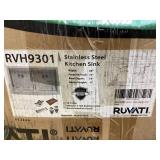Ruvati Verona 36 in. Apron-Front Farmhouse 50/50 Double Bowl 16-Gauge Stainless Steel Kitchen Sink with Low Divide Ruvati Verona 36 in. Apron-Front Farmhouse 50/50 Double Bowl 16-Gauge Stainless Steel Kitchen Sink with Low Divide