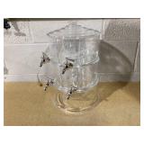 Mind Reader Beverage Dispenser with Ice Bottom 2 Tier 4 Section Stackable Holder with Lids, 10.15" L x 10.15" W x 15.75 K Mind Reader Beverage Dispenser with Ice Bottom 2 Tier 4 Section Stackable Holder with Lids, 10.15" L x 10.15" W x 15.75 K