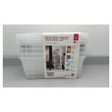 Set of 4 IRIS 12.9 Quart Plastic Buckle-Up Storage Bins with Lids