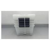 Set of 4 IRIS 12.9 Quart Plastic Buckle-Up Storage Bins with Lids