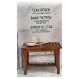 Seville Classics Teak Bench with Storage Shelf