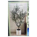 Lifelike 6.5 ft Artificial Olive Tree with Planter