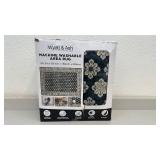 Wyatt & Ash Machine Washable Area Rug 5ft 3in x 7ft 5in Navy Beatrice
