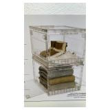2pk Collapsible Storage Bin and Organizer Clear Stackable 50L Each