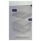 2pk Collapsible Storage Bin and Organizer Clear Stackable 50L Each