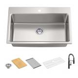 Kohler Provo 33" Dual Mount Single-bowl Workstation Kitchen Sink Kit