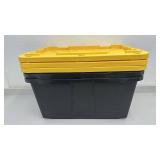 Set of 3 Greenmade 27 Gallon Professional Grade Storage Box with Yellow Lid
