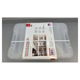 Set of 4 Plastic Buckle-Up Storage Boxes 13 Qt Stackable Clear