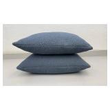 Set of two muted blue decorative pillows
